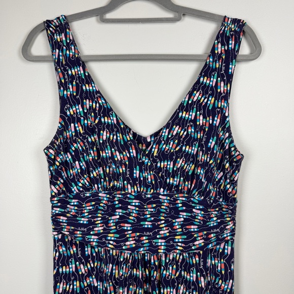 Lilly Pulitzer Sloane Maxi Dress Oh Buoy Navy Blue Jersey Stretch Large Nautical - Picture 4 of 11